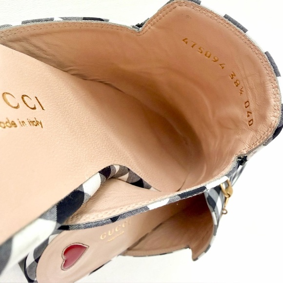 GUCCI | Black & White Gingham Check Princetown Horsebit Mules Loafers Flats 38.5 - Picture 10 of 13